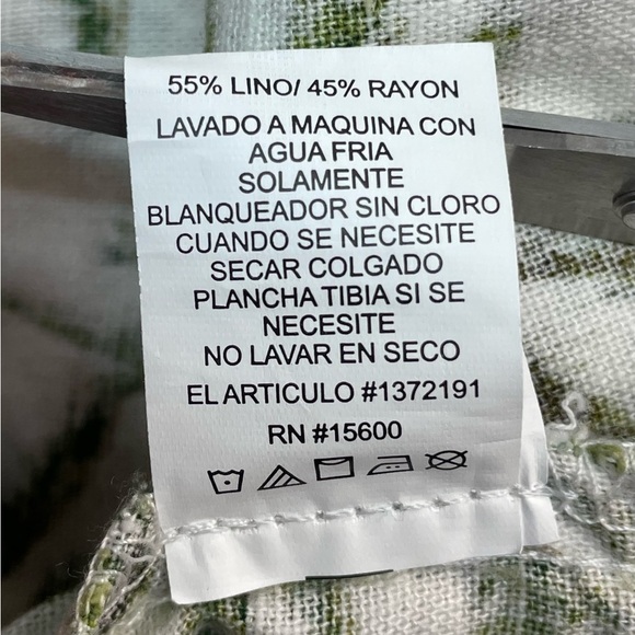 BRIGGS Drawstring Shorts Linen Blend White/Green Palm Trees Size: S - Picture 8 of 10